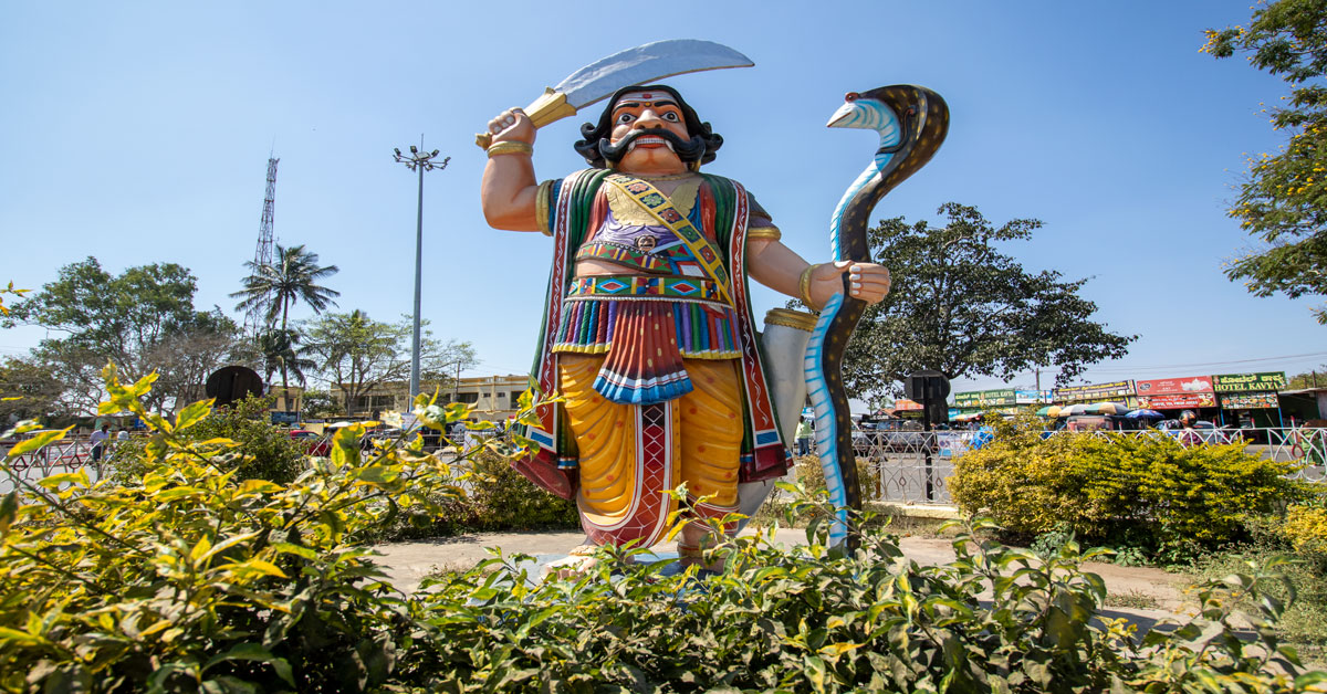 Statue of asuras in complex of  SRI UJJAINI MAHAKALI TEMPLE,
