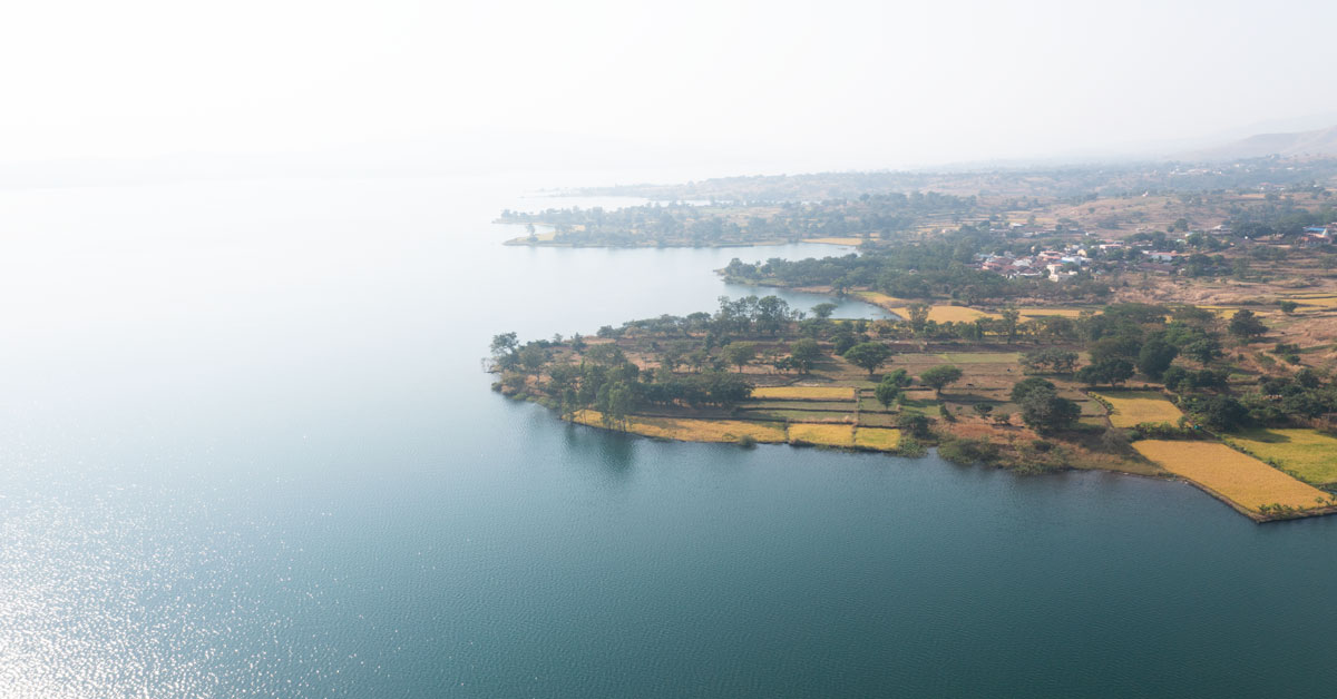 Aerial view of Bhatghar dam bhor
