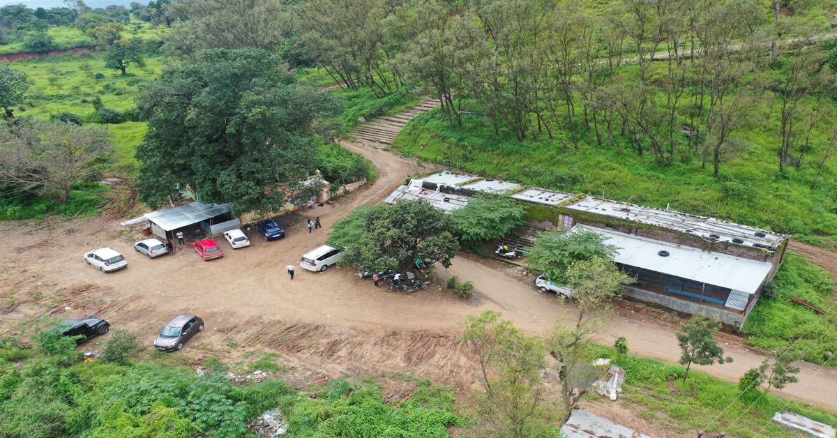 ariel viewthe village of Bhalgudi, the Sree Kshetra Swayambhu Narayan mandir