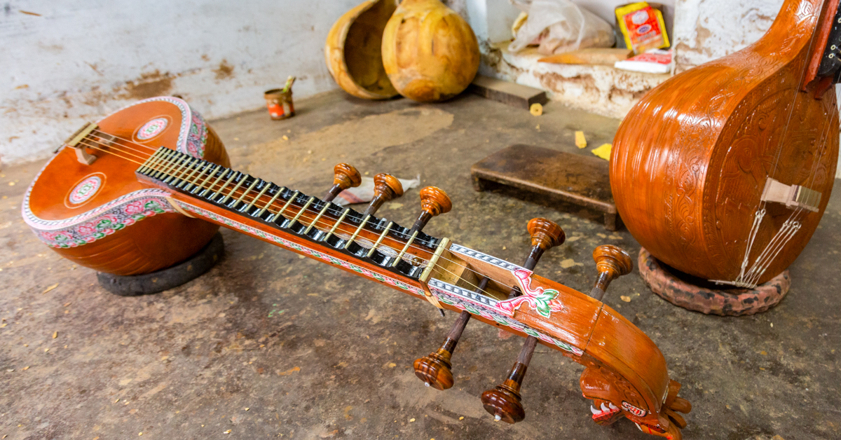 Image of Saraswati Veena made in the town of Thanjavur in Tamil Nadu